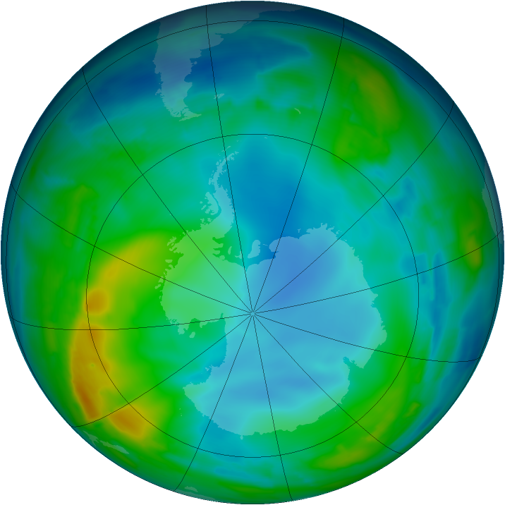 Antarctic ozone map for 30 May 2009